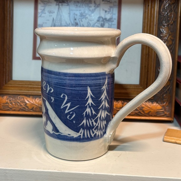Mt. Rainier Ceramic Mug - Blue and Cream - Picture 3 of 6